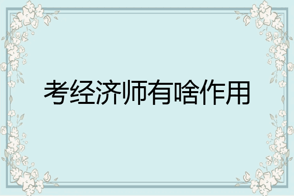 考经济师有啥作用
