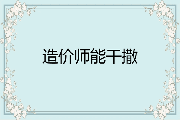 造价师能干撒