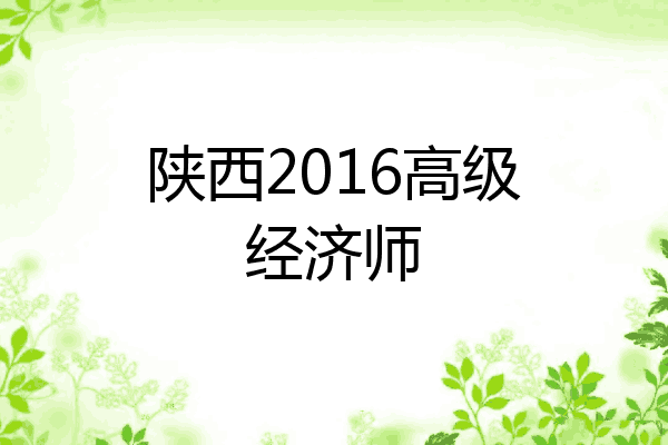 陕西2016高级经济师