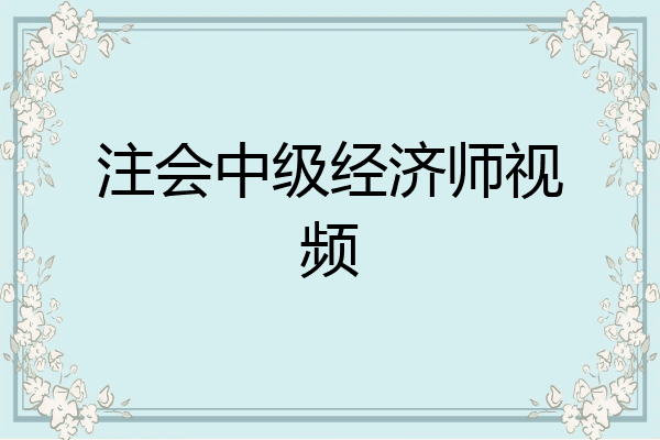 注会中级经济师视频