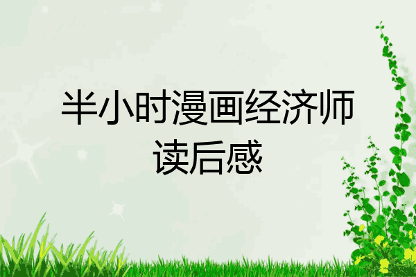 半小时漫画经济师读后感