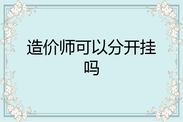 造价师可以分开挂吗