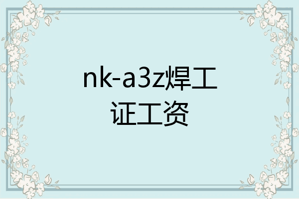 nk-a3z焊工证工资