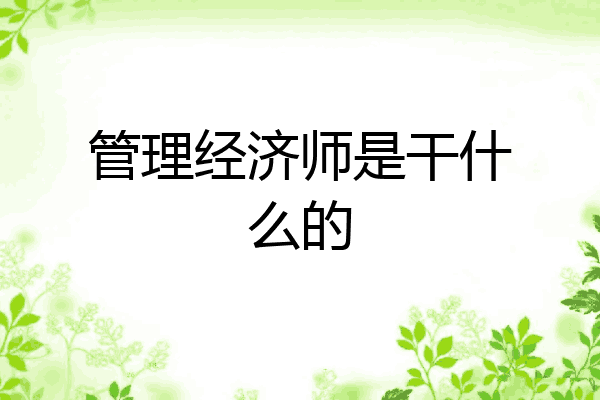 管理经济师是干什么的