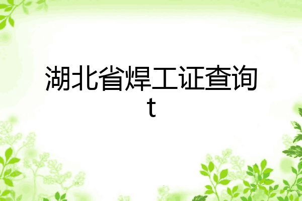 湖北省焊工证查询t