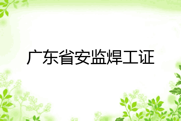 广东省安监焊工证