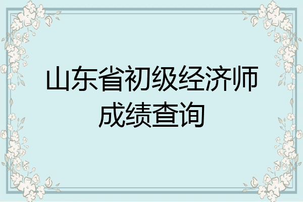 山东省初级经济师成绩查询