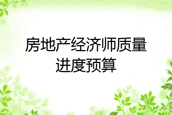 房地产经济师质量进度预算