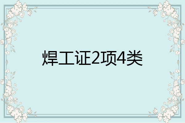 焊工证2项4类