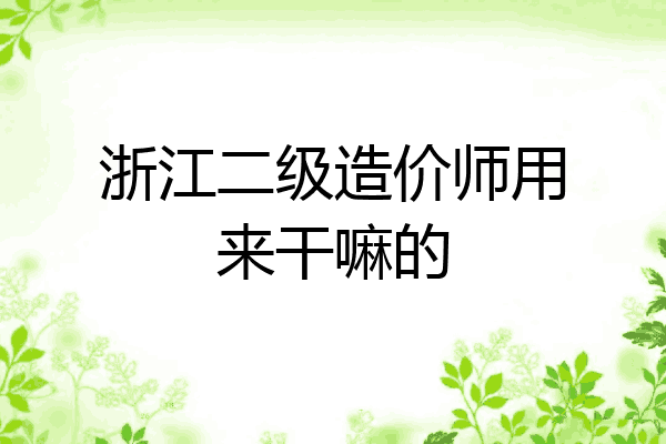 浙江二级造价师用来干嘛的