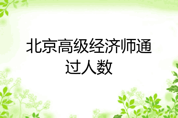 北京高级经济师通过人数
