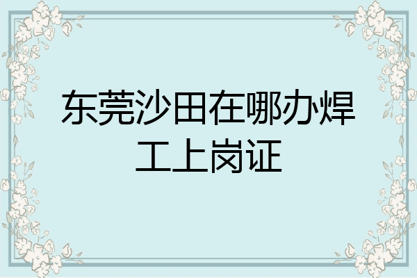 东莞沙田在哪办焊工上岗证