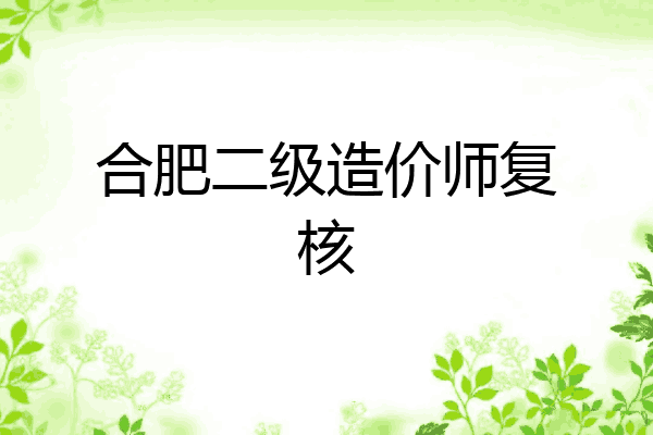 合肥二级造价师复核