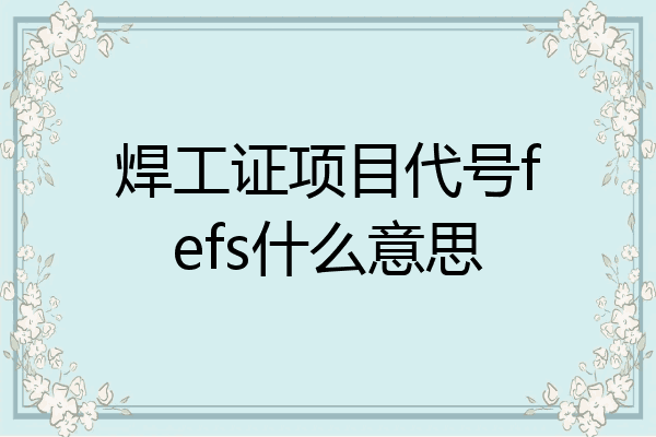 焊工证项目代号fefs什么意思