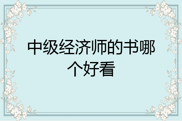 中级经济师的书哪个好看
