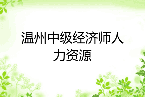 温州中级经济师人力资源