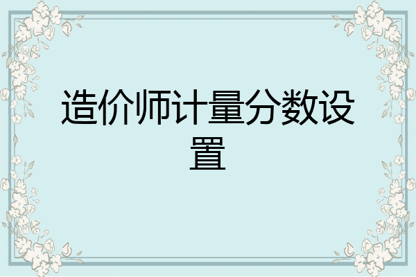 造价师计量分数设置