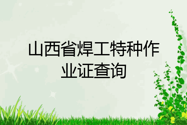 山西省焊工特种作业证查询