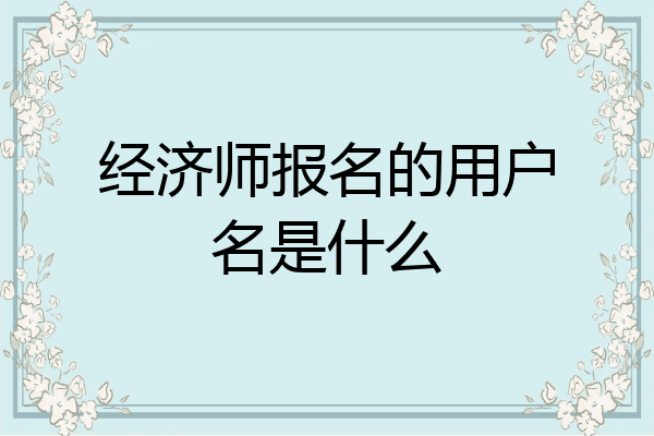 经济师报名的用户名是什么
