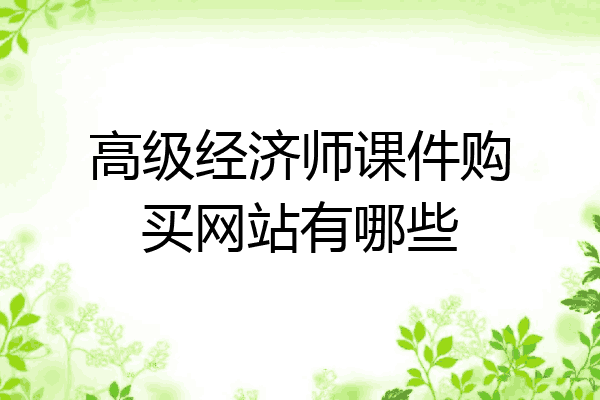 高级经济师课件购买网站有哪些