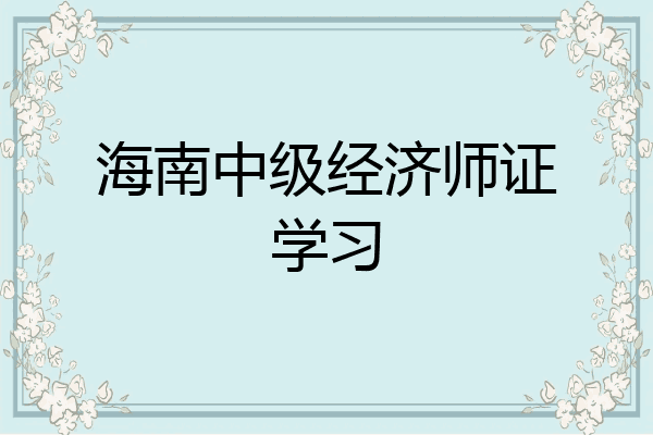 海南中级经济师证学习