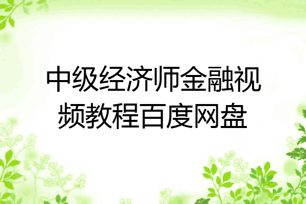 中级经济师金融视频教程百度网盘