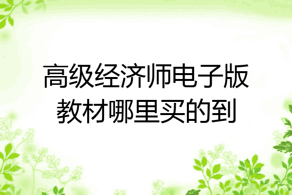 高级经济师电子版教材哪里买的到