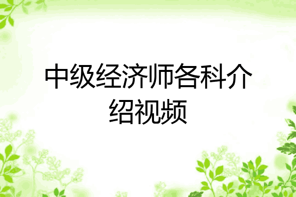 中级经济师各科介绍视频