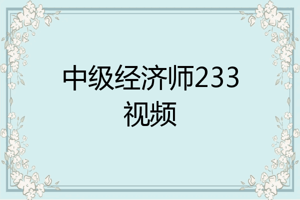 中级经济师233视频