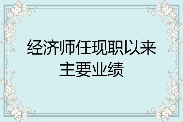经济师任现职以来主要业绩