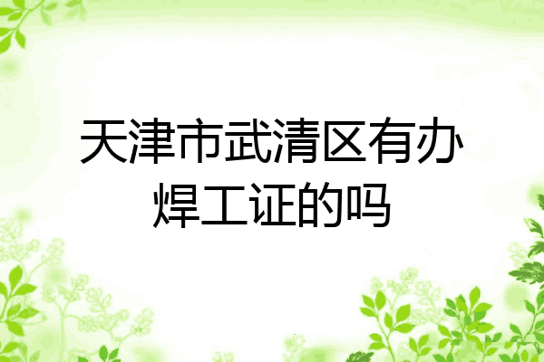 天津市武清区有办焊工证的吗