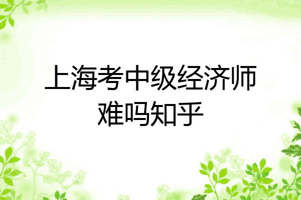 上海考中级经济师难吗知乎
