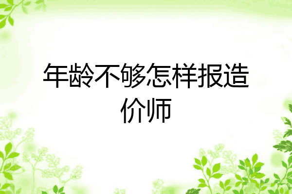 年龄不够怎样报造价师