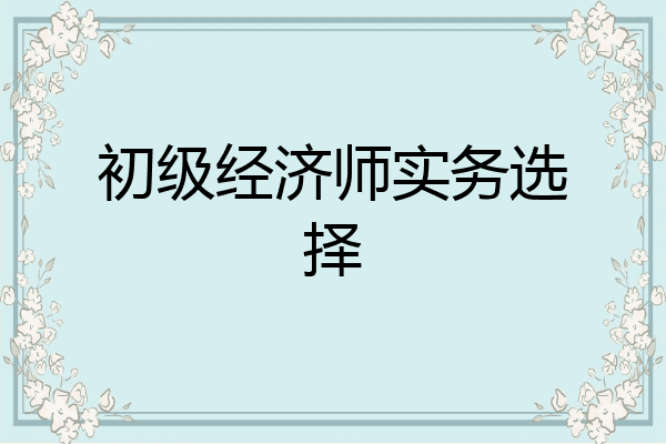 初级经济师实务选择