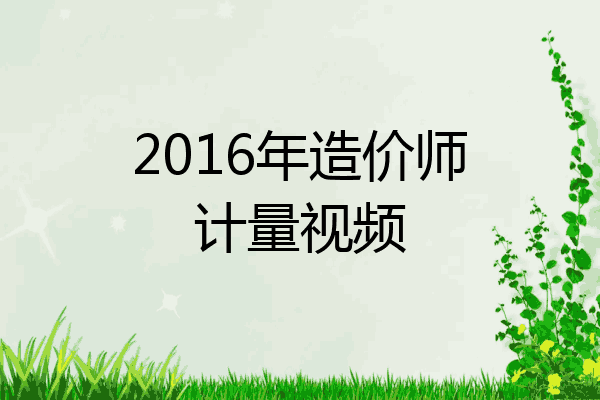 2016年造价师计量视频