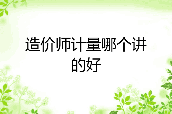 造价师计量哪个讲的好