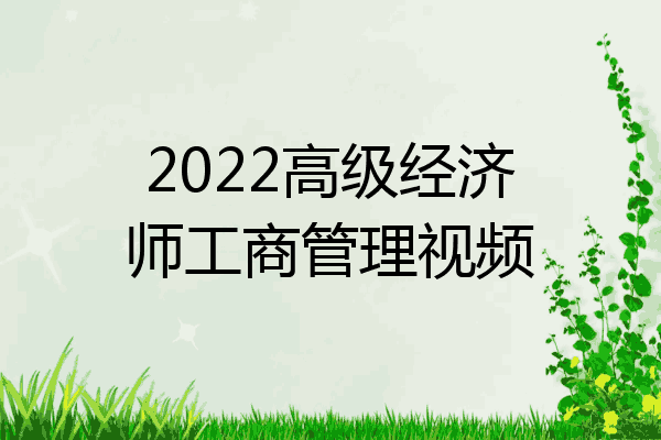 2022高级经济师工商管理视频