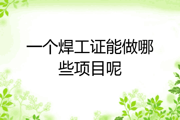 一个焊工证能做哪些项目呢