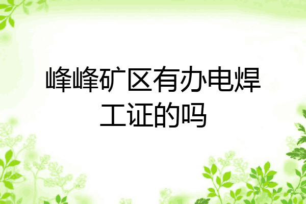 峰峰矿区有办电焊工证的吗