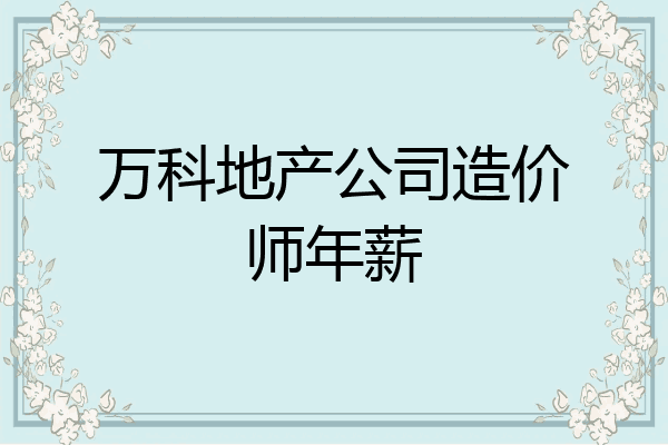 万科地产公司造价师年薪