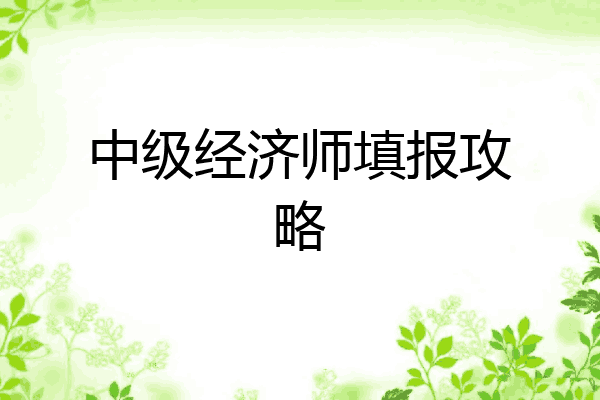 中级经济师填报攻略