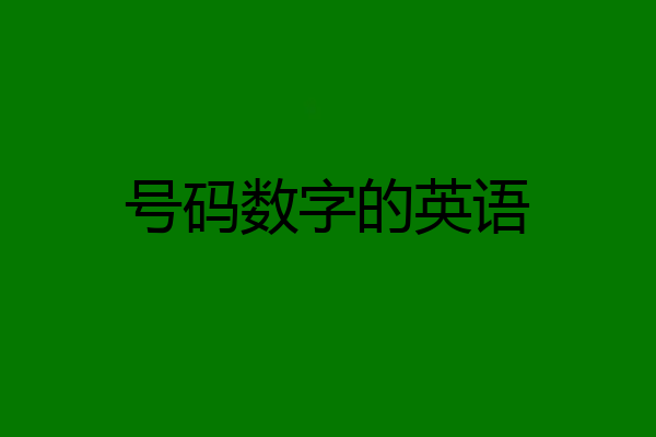 号码数字的英语