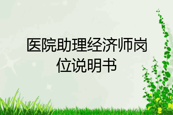 医院助理经济师岗位说明书