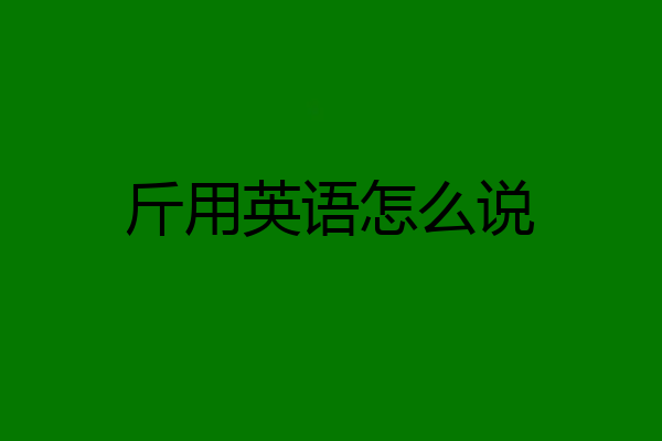 斤用英语怎么说