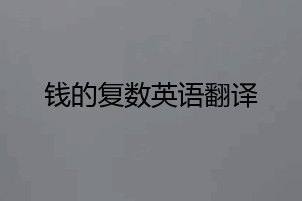 钱的复数英语翻译