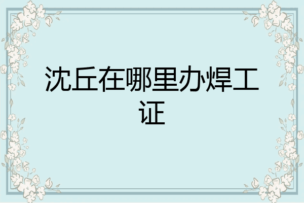 沈丘在哪里办焊工证