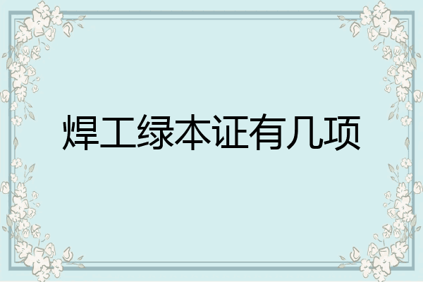 焊工绿本证有几项