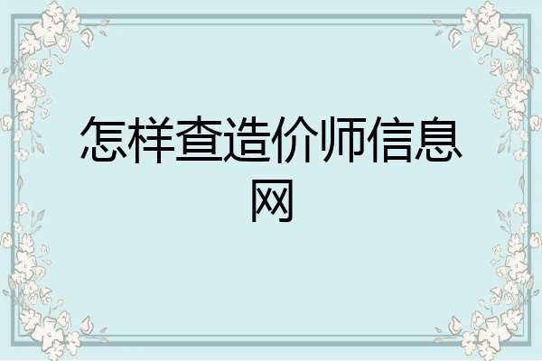 怎样查造价师信息网