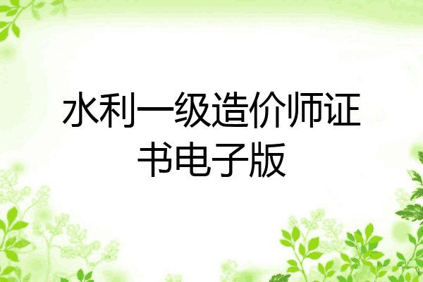 水利一级造价师证书电子版