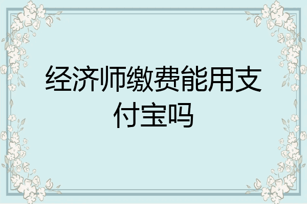 经济师缴费能用支付宝吗